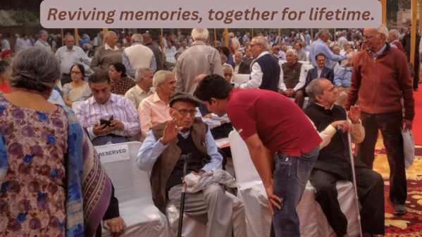 Retirees sharing memories